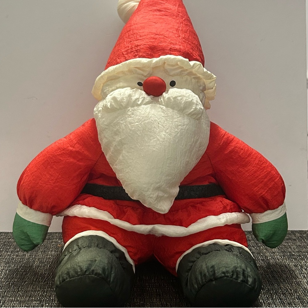 Vintage Nylon Santa Department 56 Santa Claus Plush Christmas Decor